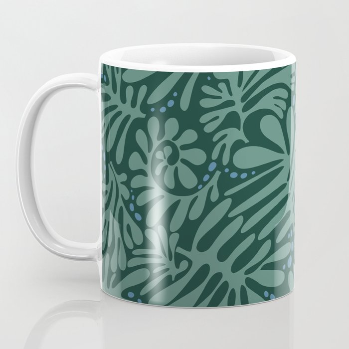 Minimalistic Matisse leaves dark sage green Coffee Mug Gallery Image 3