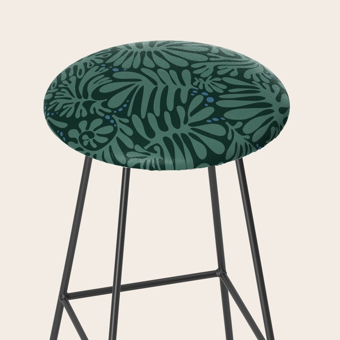 Minimalistic Matisse leaves dark sage green Stool Gallery Image 2