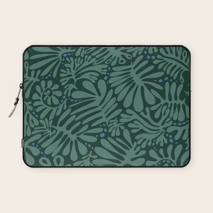 Minimalistic Matisse leaves dark sage green Laptop Sleeve Gallery Image 1