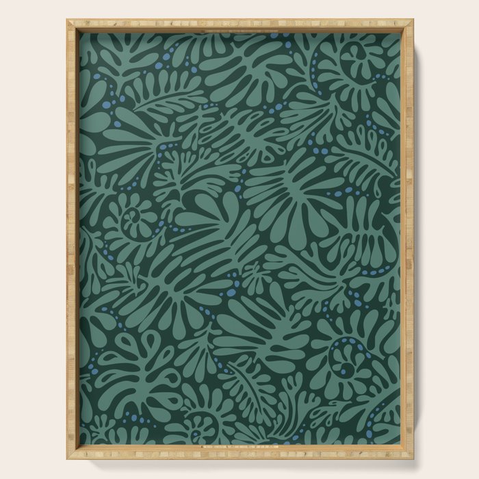 Minimalistic Matisse leaves dark sage green Serving Tray Gallery Image 1
