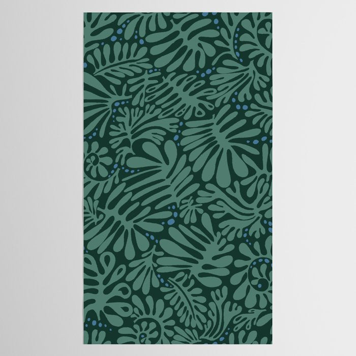 Minimalistic Matisse leaves dark sage green Tablecloth Gallery Image 2