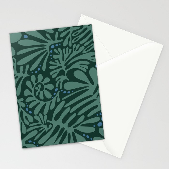 Minimalistic Matisse leaves dark sage green Stationery Card Gallery Image 2