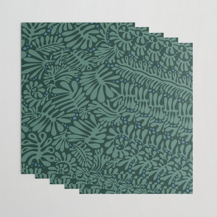 Minimalistic Matisse leaves dark sage green Wrapping Paper Gallery Image 3