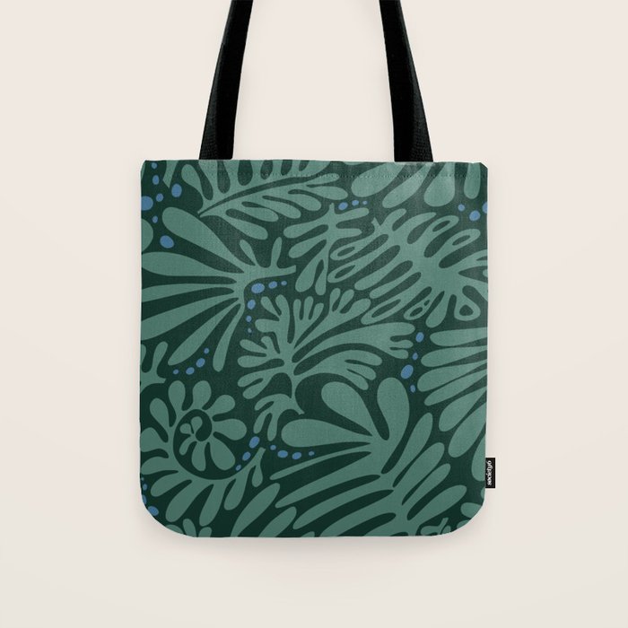 Minimalistic Matisse leaves dark sage green Tote Bag Gallery Image 1