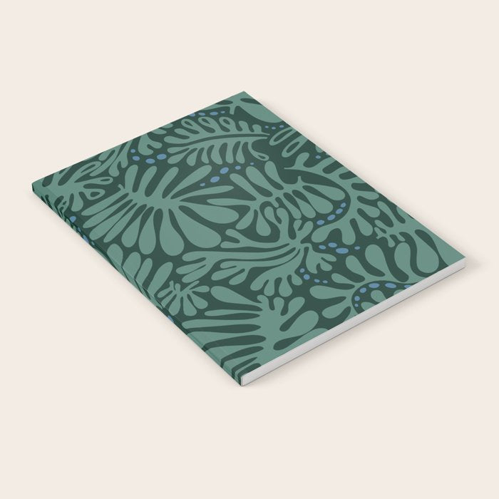 Minimalistic Matisse leaves dark sage green Notebook