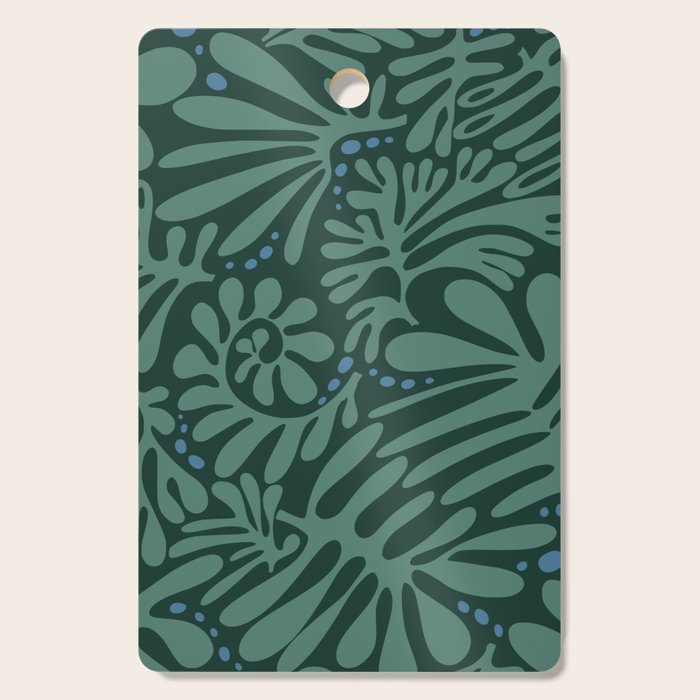 Minimalistic Matisse leaves dark sage green Cutting Board Gallery Image 1