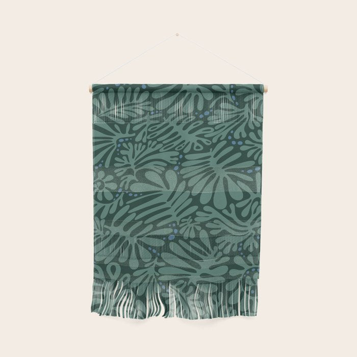 Minimalistic Matisse leaves dark sage green Wall Hanging Gallery Image 1