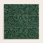 Minimalistic Matisse leaves dark sage green Wood Wall Art Gallery Image 1