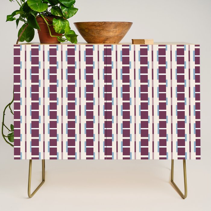 Burgundy Grid Elegance Credenza Gallery Image 1