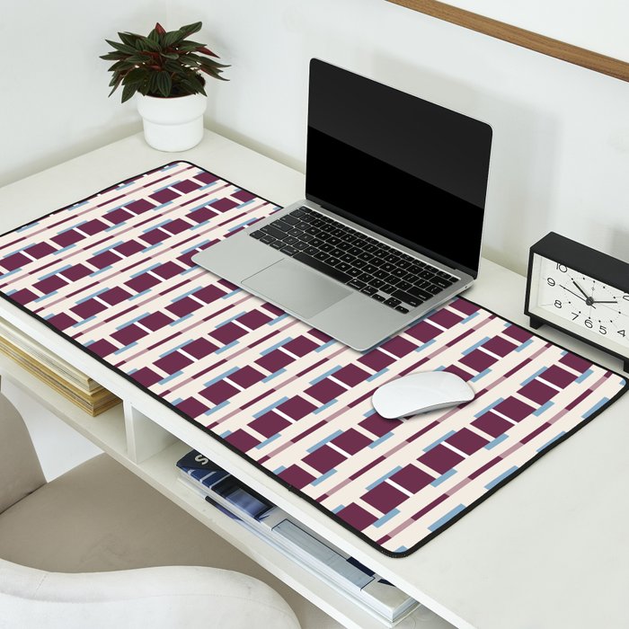 Burgundy Grid Elegance Desk Mat Gallery Image 2