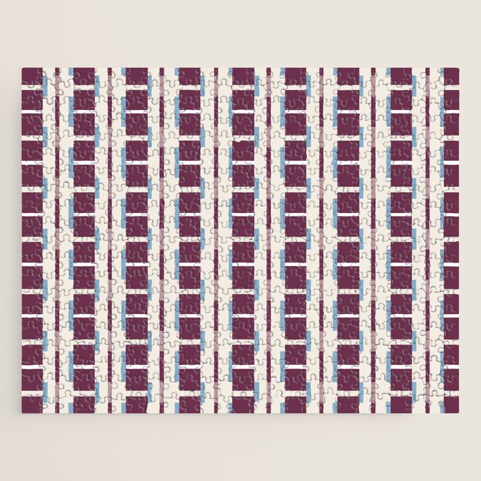 Burgundy Grid Elegance Jigsaw Puzzle Gallery Image 1
