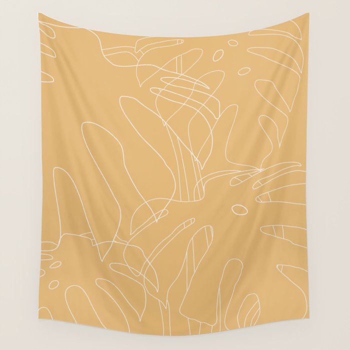 Monstera No2 Yellow Wall Tapestry Gallery Image 1