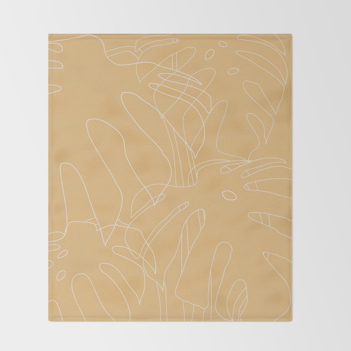 Monstera No2 Yellow Throw Blanket Gallery Image 2
