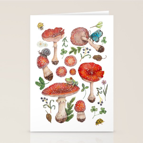 Lovely Red Mushrooms - Bluebg Stationery Card Gallery Image 1
