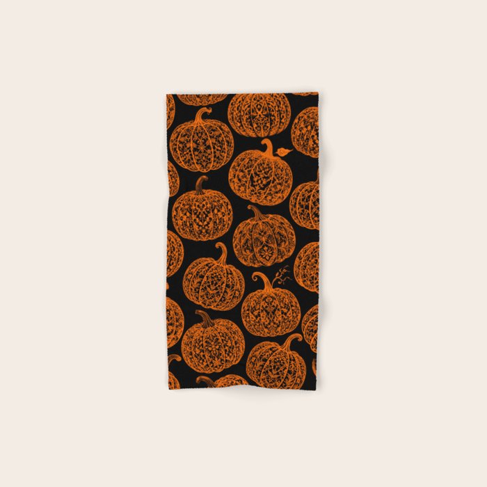 Lace Pumpkin Halloween Pattern Needle Bobbin Crochet Thread Bath Towel Gallery Image 1