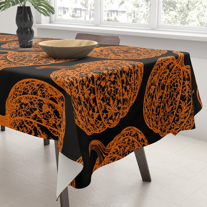 Lace Pumpkin Halloween Pattern Needle Bobbin Crochet Thread Tablecloth Gallery Image 3