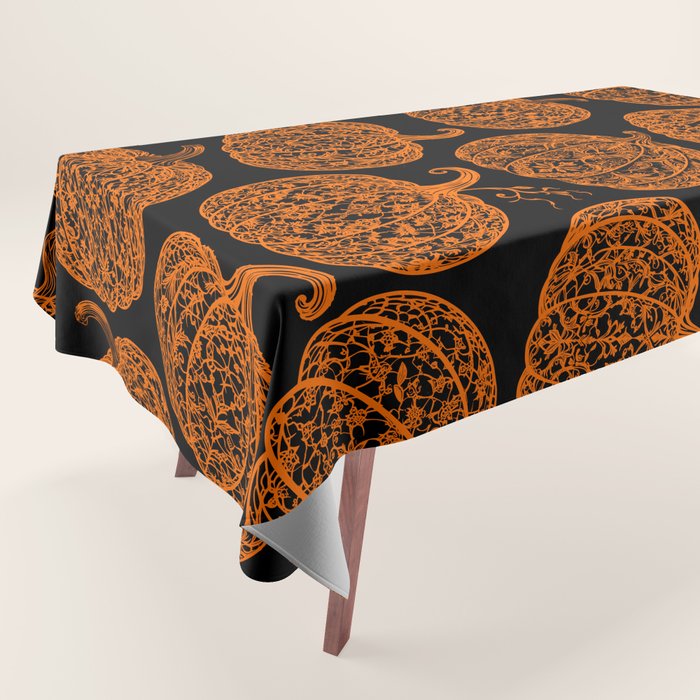 Lace Pumpkin Halloween Pattern Needle Bobbin Crochet Thread Tablecloth Gallery Image 1