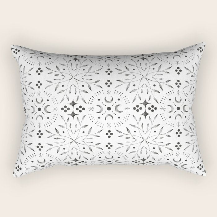 Mystical lunar mosaic BN B Rectangular Pillow Gallery Image 2