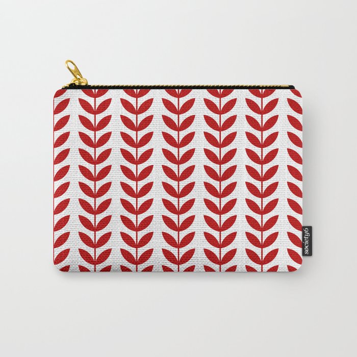 Red Scandinavian leaves pattern Carry All Pouch Gallery Image 1