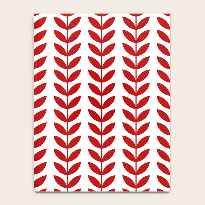 Red Scandinavian leaves pattern Notebook Gallery Image 4