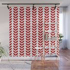 Red Scandinavian leaves pattern Wall Mural Gallery Image 1