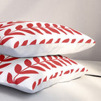 Red Scandinavian leaves pattern Pillow Sham Gallery Image 3
