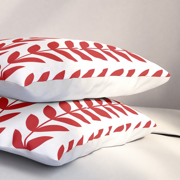 Red Scandinavian leaves pattern Pillow Sham Gallery Image 3