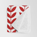 Red Scandinavian leaves pattern Throw Blanket Gallery Image 3