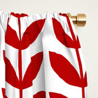 Red Scandinavian leaves pattern Window Curtain Gallery Image 2
