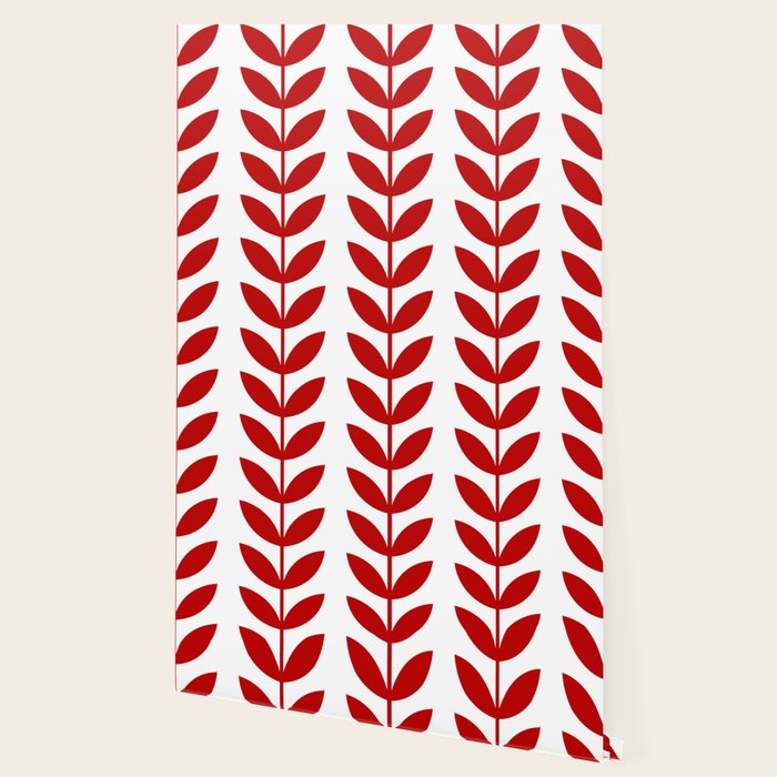 Red Scandinavian leaves pattern Wallpaper Gallery Image 2