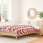 Red Scandinavian leaves pattern Duvet Cover Gallery Image 2