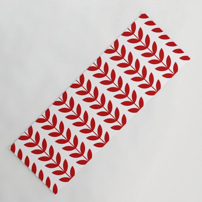 Red Scandinavian leaves pattern Yoga Mat Gallery Image 1