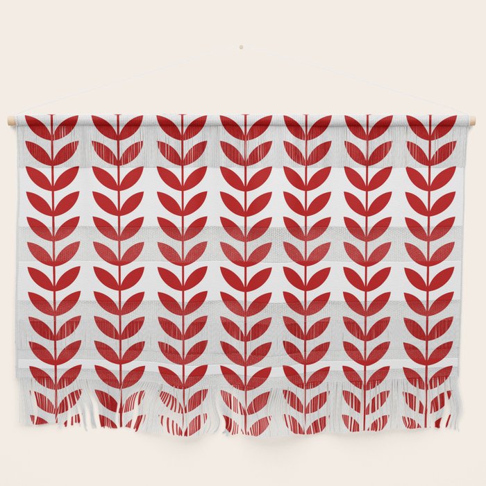 Red Scandinavian leaves pattern Wall Hanging Gallery Image 1