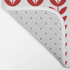 Red Scandinavian leaves pattern Bath Mat Gallery Image 2