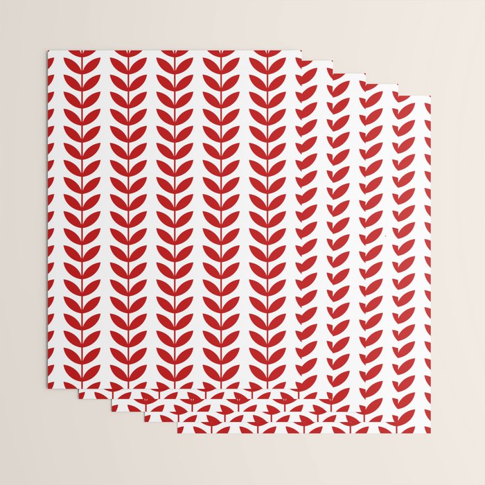 Red Scandinavian leaves pattern Wrapping Paper Gallery Image 3