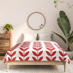 Red Scandinavian leaves pattern Comforter Gallery Image 3