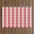 Red Scandinavian leaves pattern Outdoor Rug Gallery Image 1