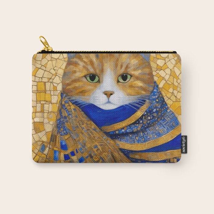Klimt Tabby Cat with Green Eyes Carry All Pouch Gallery Image 1