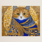 Klimt Tabby Cat with Green Eyes Jigsaw Puzzle Gallery Image 1