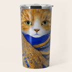 Klimt Tabby Cat with Green Eyes Travel Mug Gallery Image 1