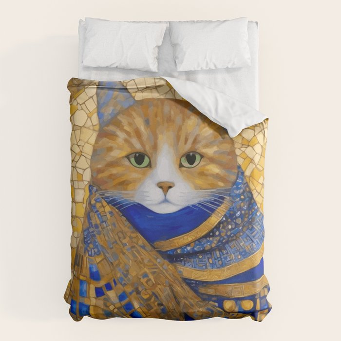 Klimt Tabby Cat with Green Eyes Duvet Cover Gallery Image 6