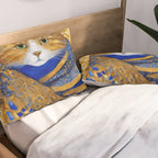 Klimt Tabby Cat with Green Eyes Pillow Sham Gallery Image 2