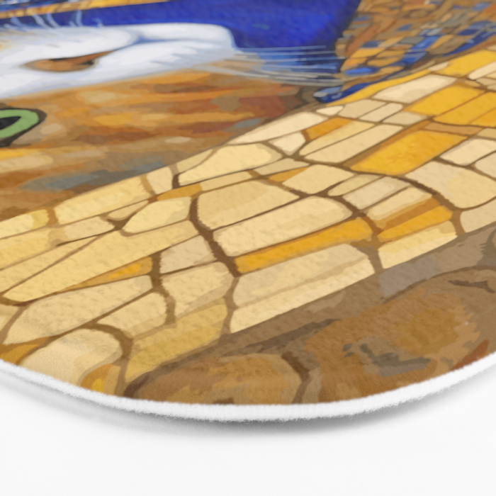 Klimt Tabby Cat with Green Eyes Bath Mat Gallery Image 3