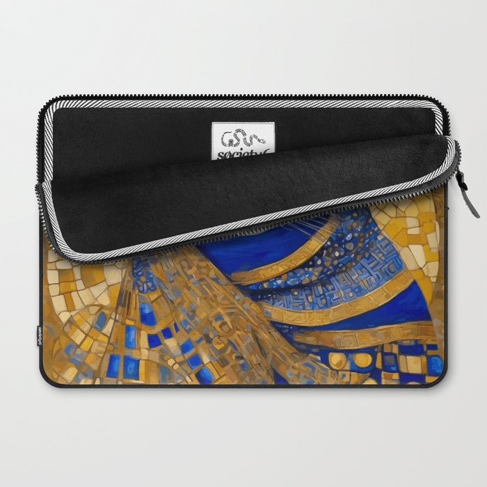 Klimt Tabby Cat with Green Eyes Laptop Sleeve Gallery Image 2