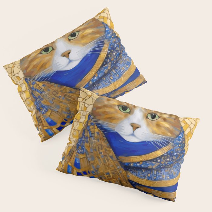Klimt Tabby Cat with Green Eyes Pillow Sham Gallery Image 3