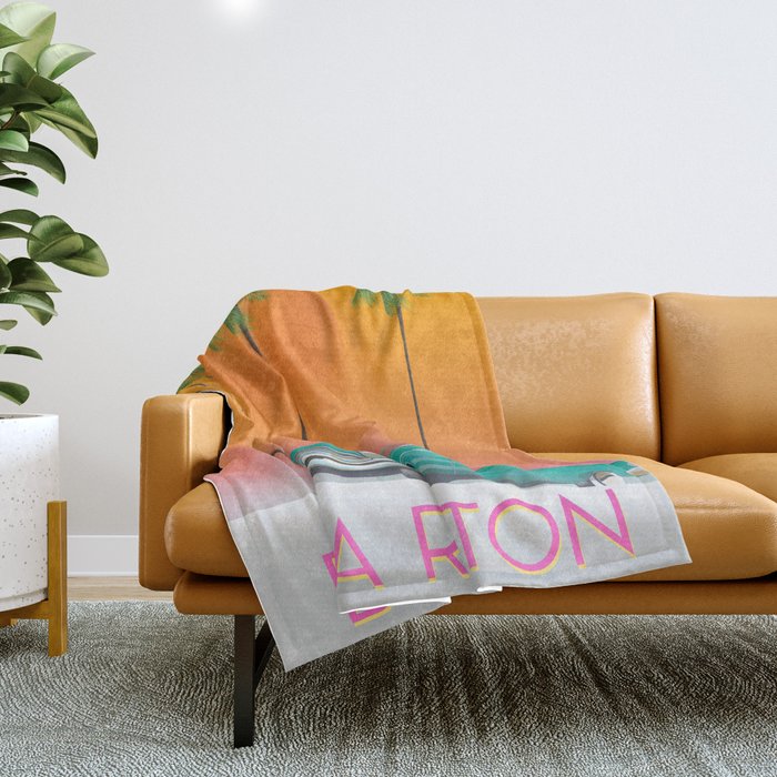 Boca Raton Florida travel poster Throw Blanket Gallery Image 1