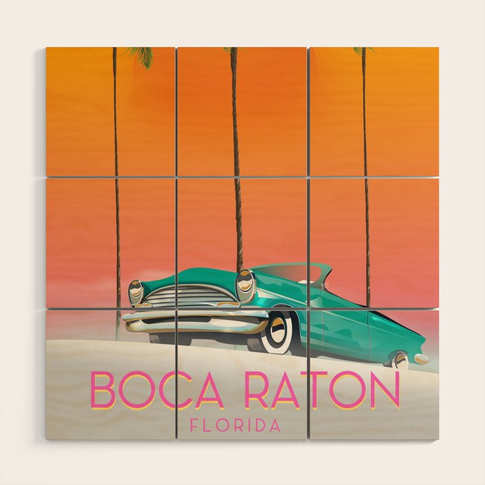 Boca Raton Florida travel poster Wood Wall Art Gallery Image 1