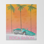 Boca Raton Florida travel poster Throw Blanket Gallery Image 2