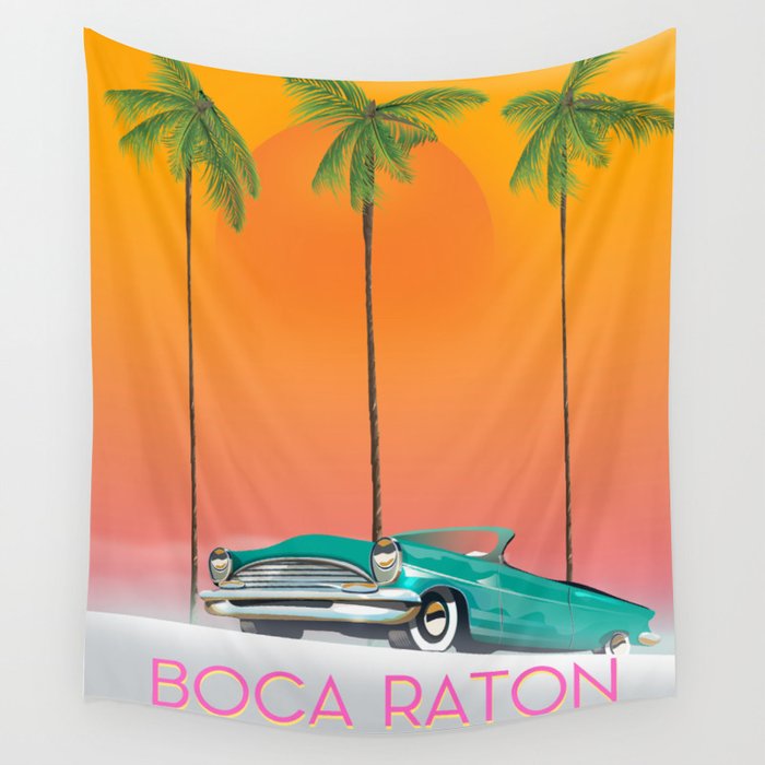 Boca Raton Florida travel poster Wall Tapestry Gallery Image 4