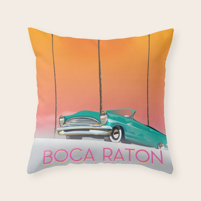 Boca Raton Florida travel poster Throw Pillow Gallery Image 6